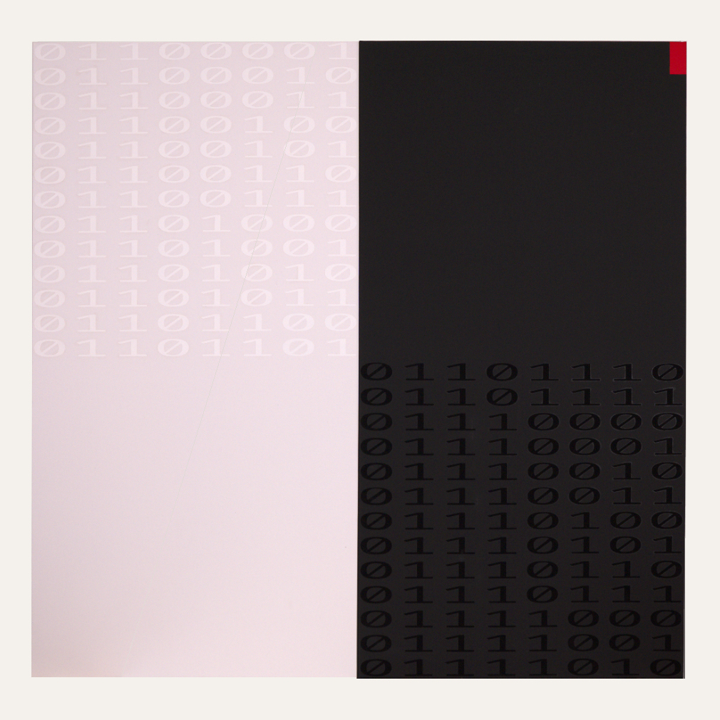 letters are numbers, acrylic on canvas 195 × 200 cm (overall), in two panels, each 195 × 100 cm, 2020